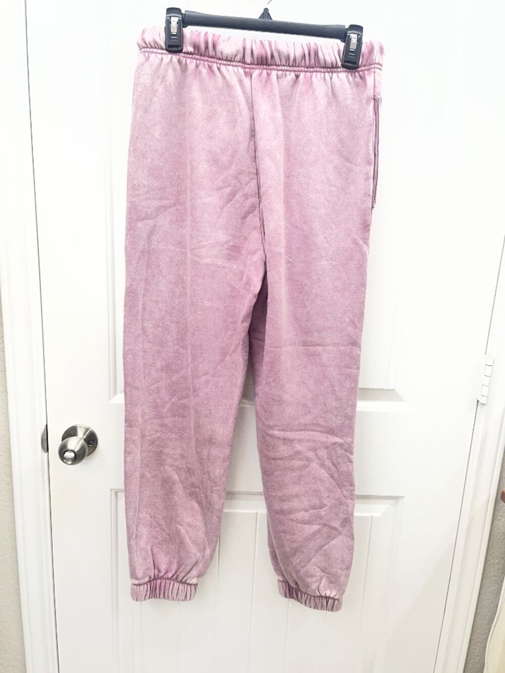 Zenana Acid Wash Fleece Jogger Sweatpants w/ Pockets in Light Rose LARGE - Picture 5 of 5